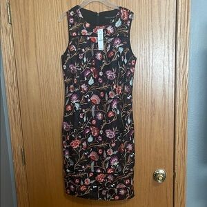 White House Black Market Black Floral Midi Dress